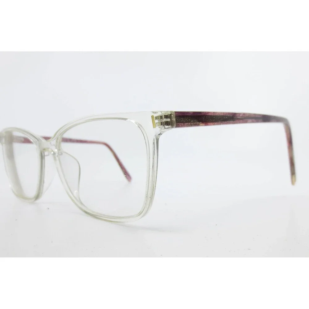 Phoebe P322 CLR Clear Purple Glitter Rectangular Eyeglass Frames 54-17-140 HM